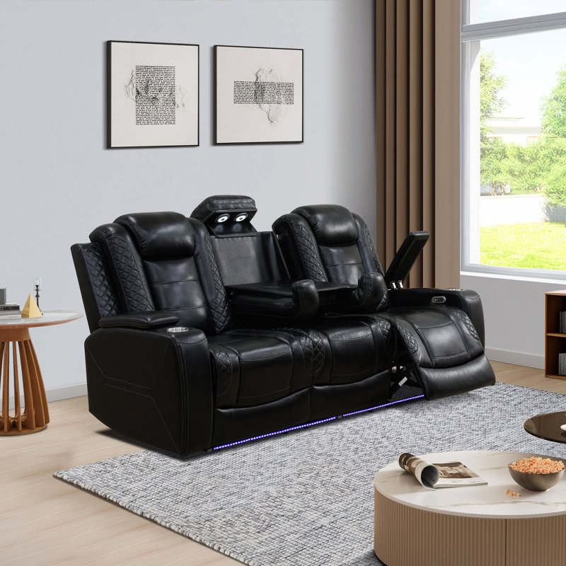 Henry Electric Breathing Leather Recliner Sofa, Black