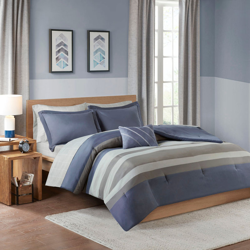 Striped Comforter Set With Bed Sheets
