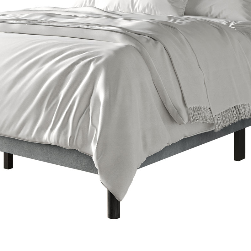 Lit tapissier en velours , Gris clair, Double