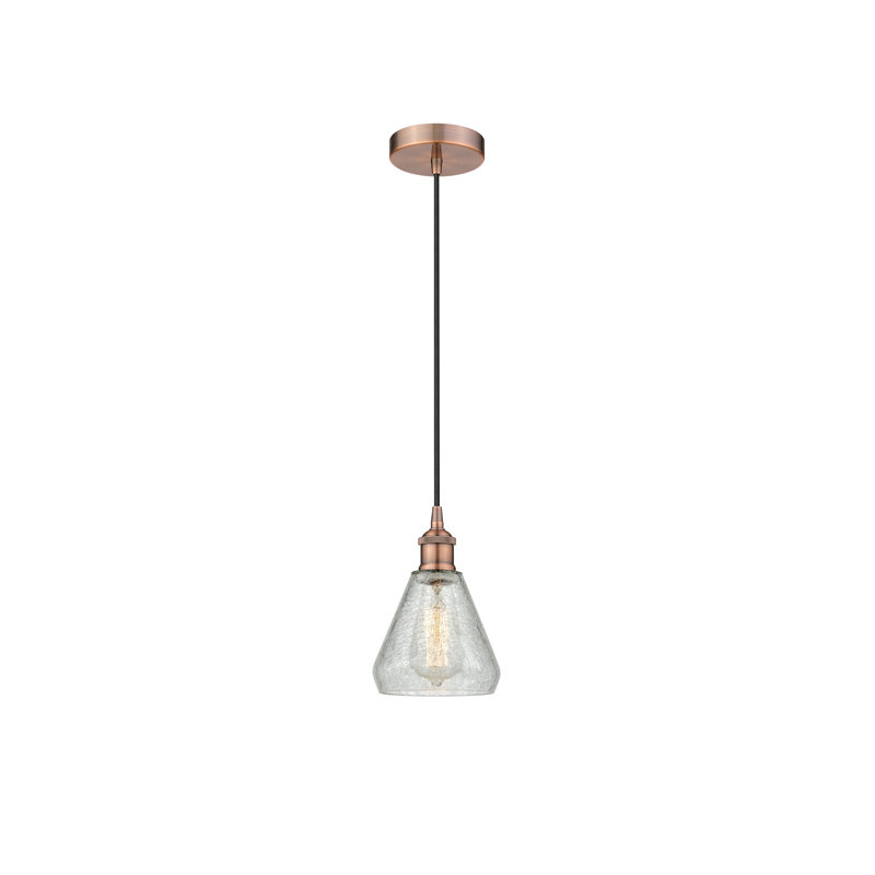 Luminaire suspendu conique à 1 lumière Petronille, Cuivre antique
