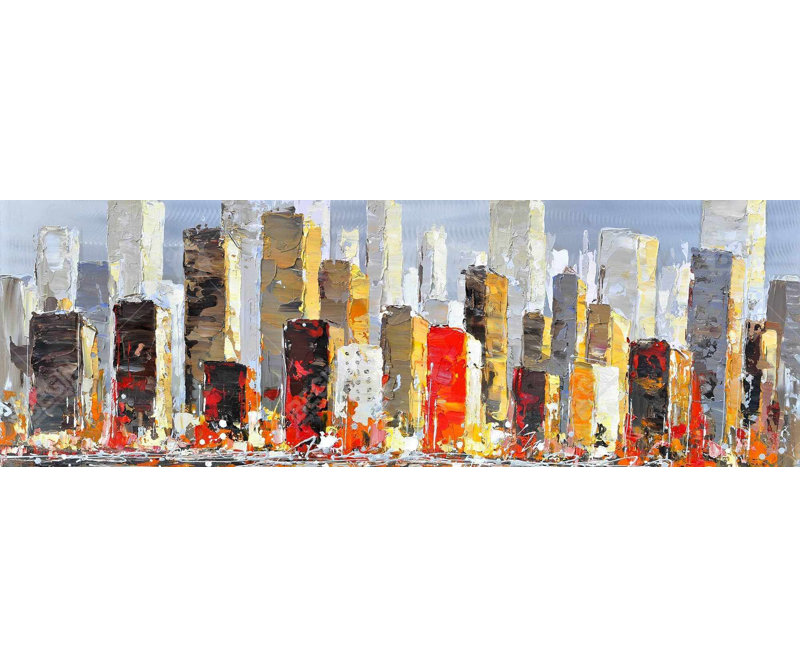 «Colorful Buildings With Water Reflection» sur toile, H 20 po x l 60 po