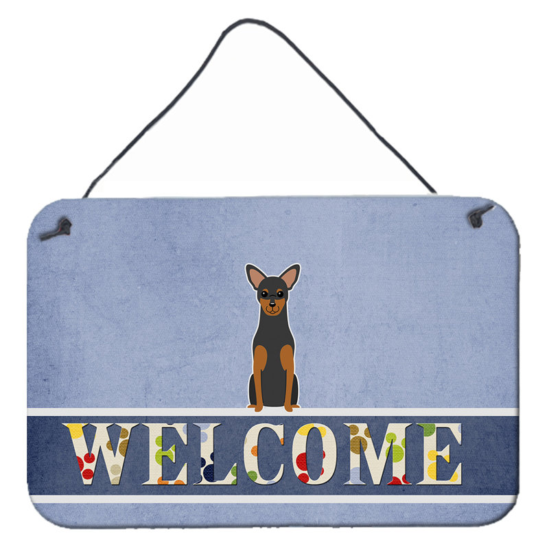 Décoration murale welcome bouledogue english, Turquoise, Manchester Terrier