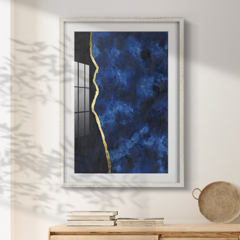 Indigo doré II - impression encadrée, White, 28.5" H x 20.5" W