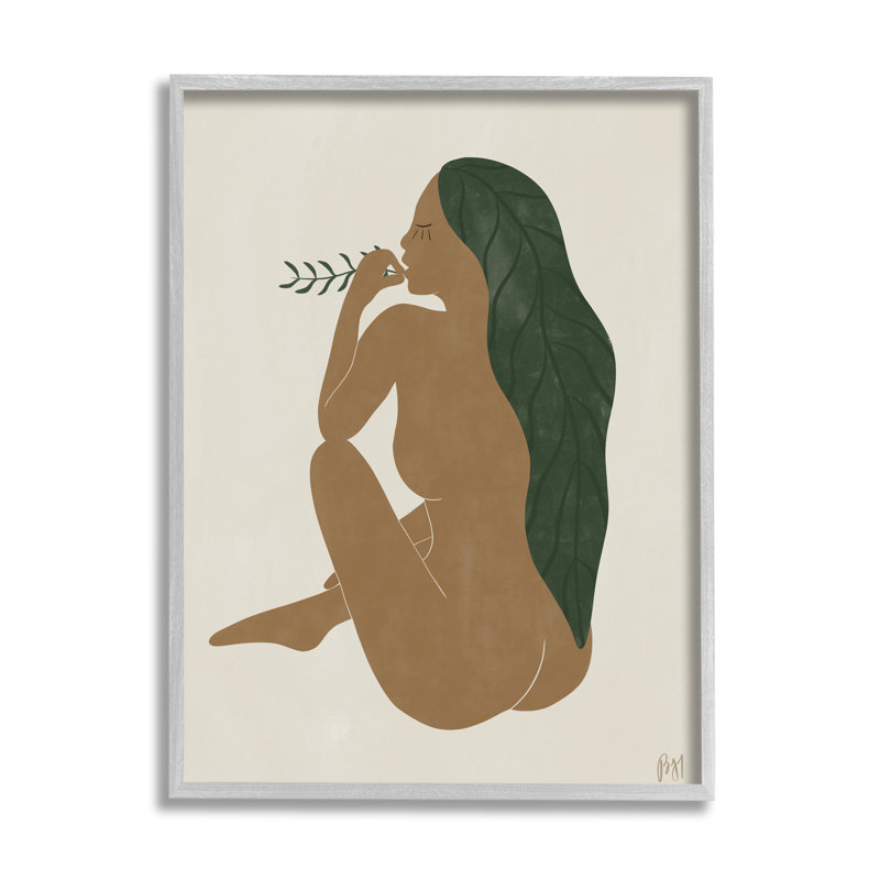 «Nude Woman Soft Sitting Pose Curved Body» par Birch & Ink - impression sur toile tendue, H 14 po x l 11 po