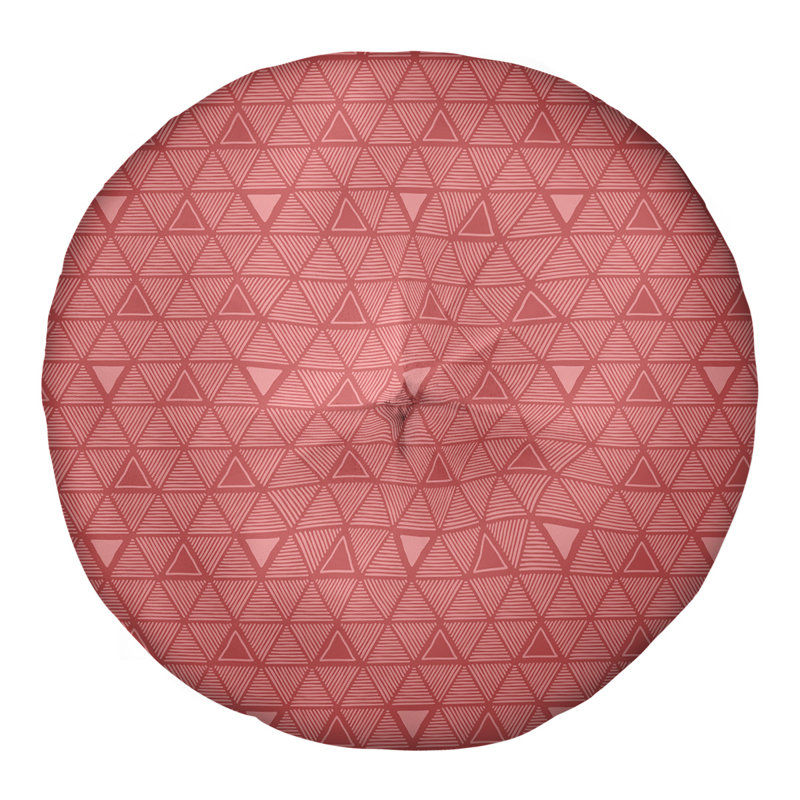 Coussin de sol triangulaire dessiné à la main, 26 po x 26 po, Rouge