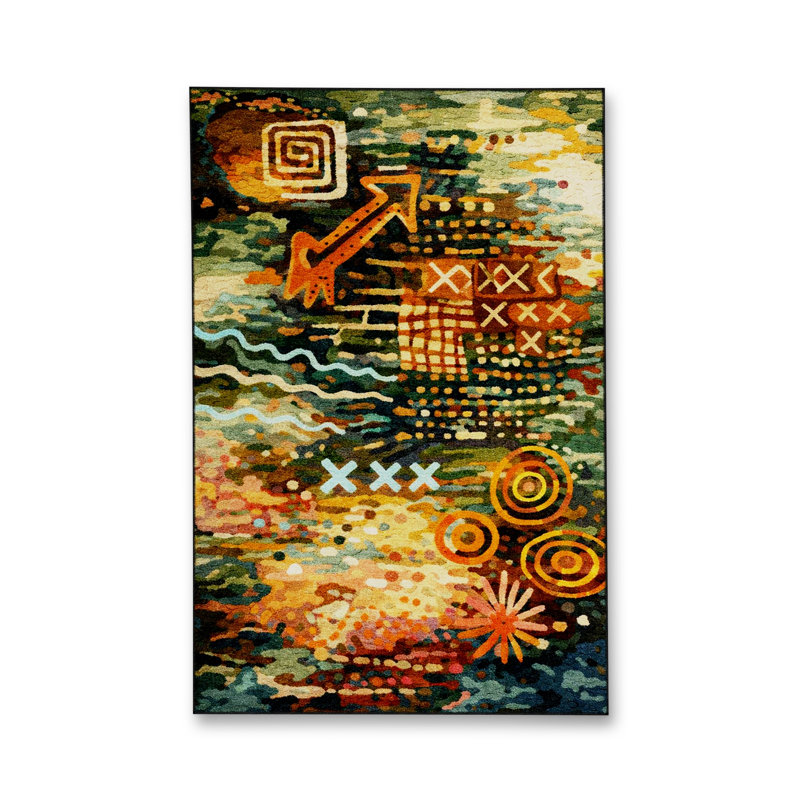 Tapis vert tissé à motif floral lavable Mosso, 2'6" x 4'11"