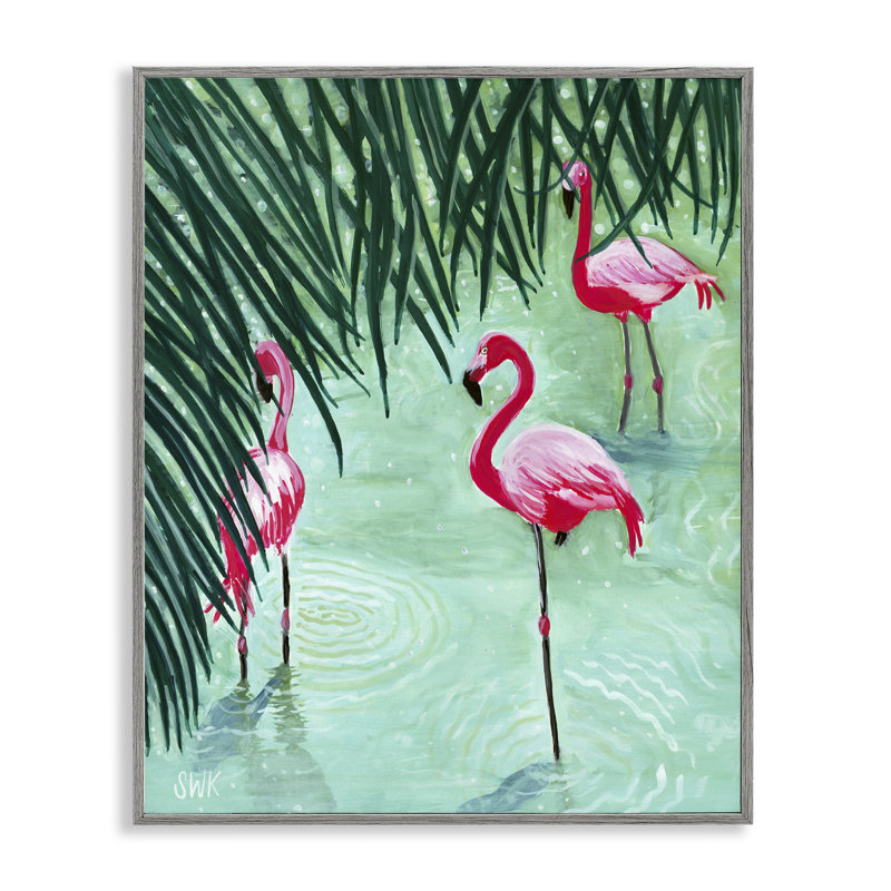 Giclée de l'étang de flamant rose peu profond, design par Sarah Waldron Kimball, H 14 po x l 11 po