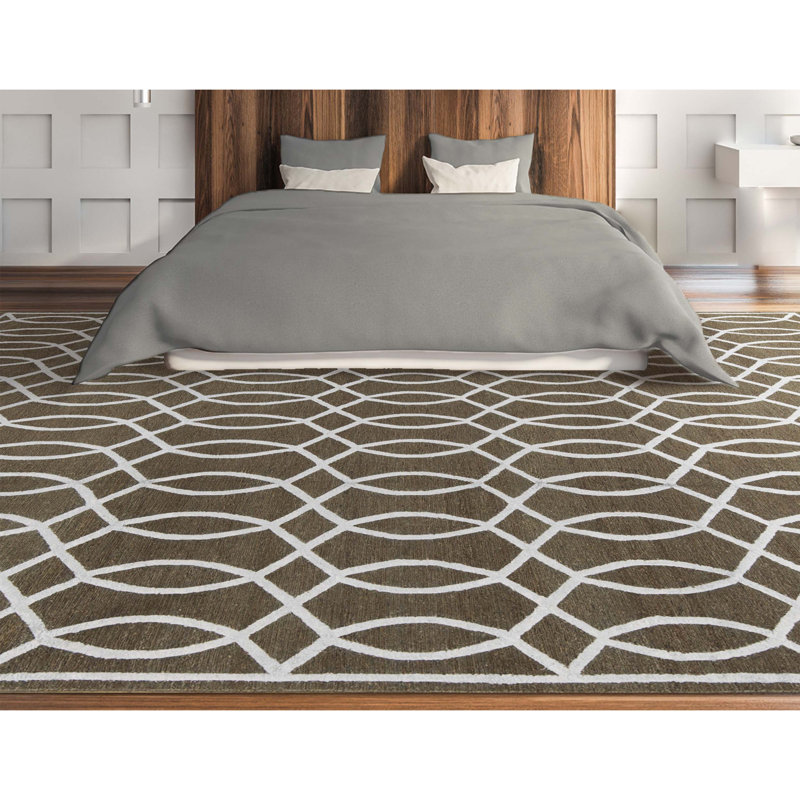 Geometric Area Rug in Dark Gray