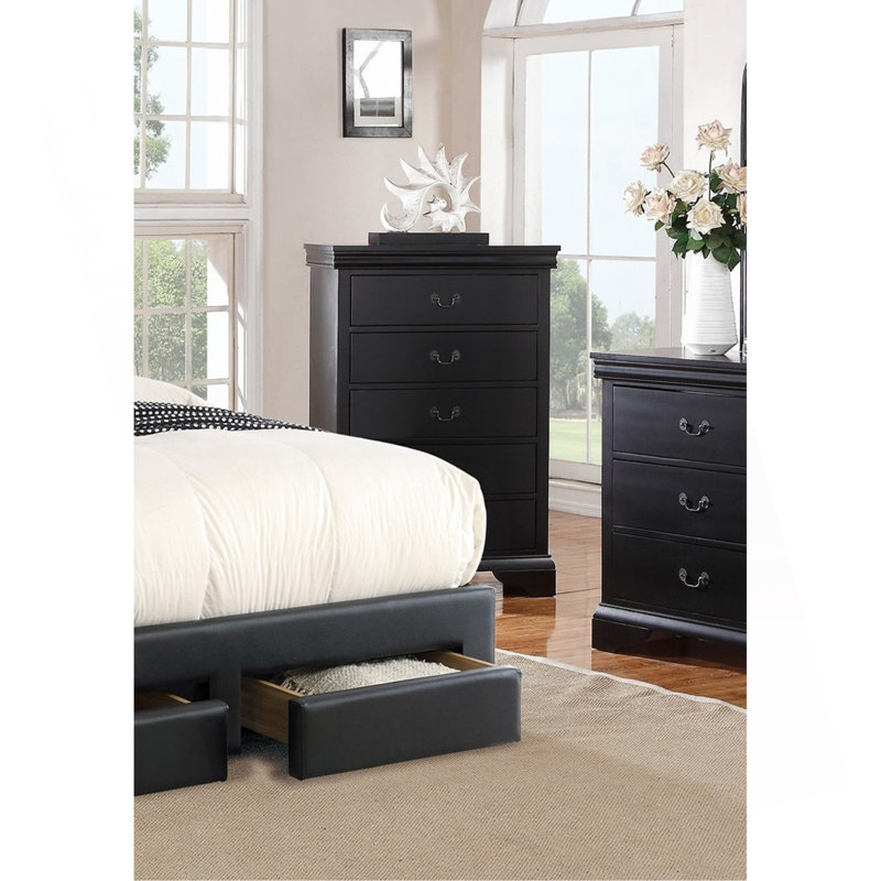 Élégante commode 1 pièce avec tiroirs de couleur noire