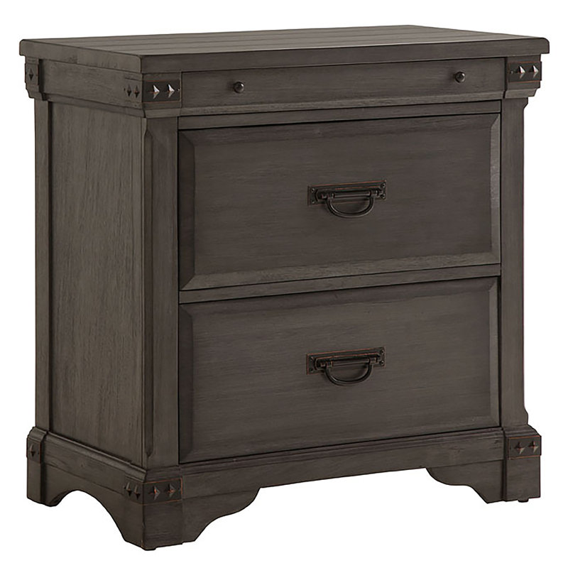 32'' W Solid Wood Nightstand, Light Toasted Bbrown Mahognay