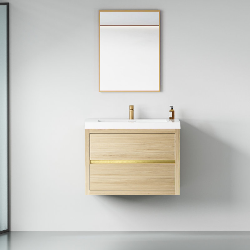 Lavabo de meuble-lavabo de salle de bain 30 po. Magnifique beauté en chêne naturel. Rangement en forme de U. Comptoir en résine de pierre. Tiroir à fermeture en douceur pour un fonctionnement silencieux. Installation simple. 24V15-30Non 30 po avec lavabo.