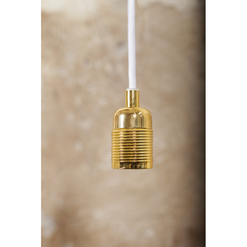 Luminaire suspendu E27 / câble blanc, Laiton / blanc