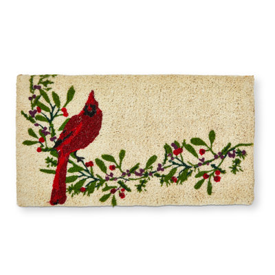 Winter Cardinal Coir Outdoor Indoor Door Mat Red Christmas
