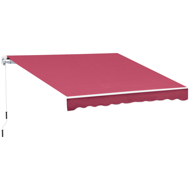Auvent de patio 10 pi x 8 pi rouge et tissu aquatique avec cadre en aluminium et rétraction manuelle pour terrasse, balcon, cour rouge 8 pi, manivelle