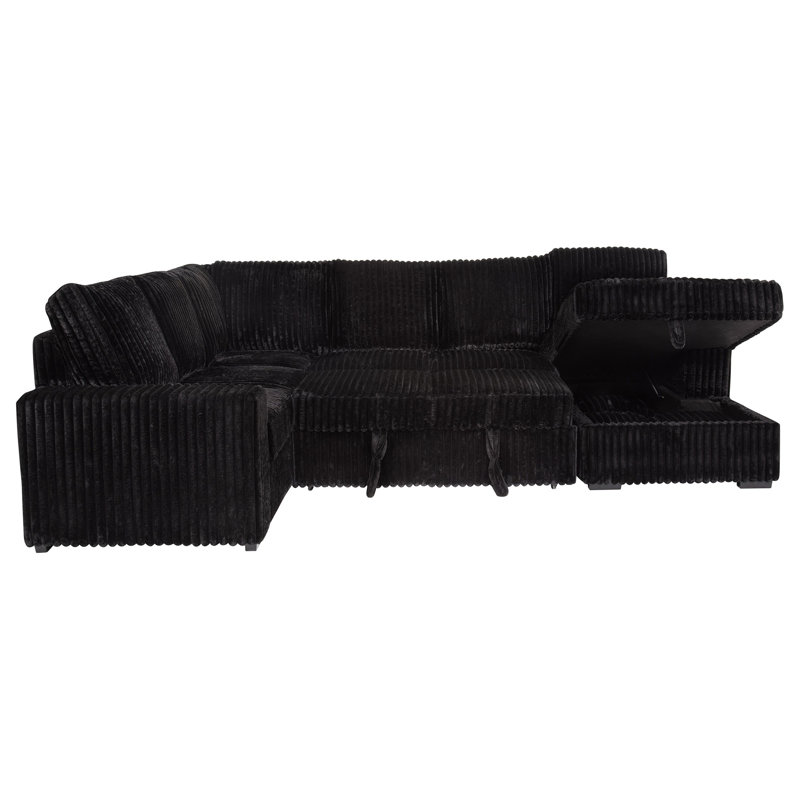 Thurston Black Storage Sectional Sofa