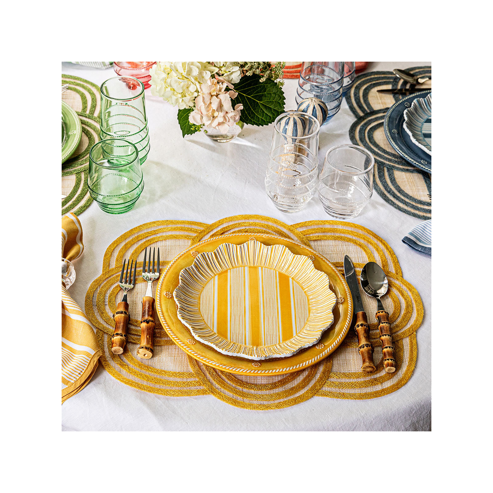 Cabana Stripe Melamine Dessert/Salad Plates, Sunshine