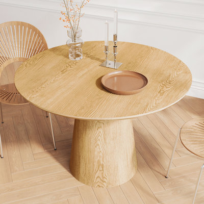 Table de salle à manger circulaire en bois, table ronde minimaliste moderne, table couleur bois naturel, 43 pouces