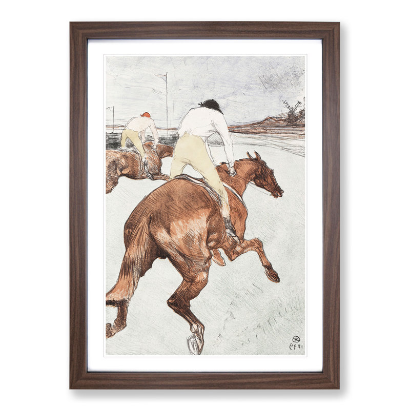 The Jockey by Henri de Toulouse-Lautrec - Picture Frame Painting, 36cm H x 27cm W x 2cm D, Walnut
