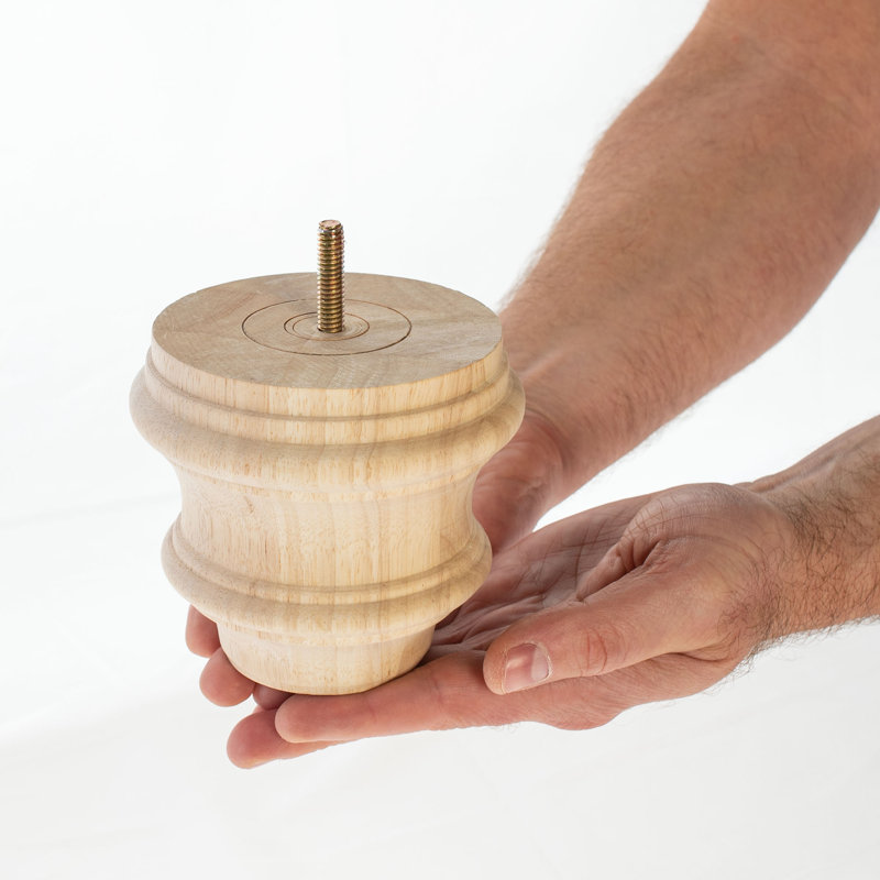 4-Inch Unfinished Solid Hardwood Round Bun Foot