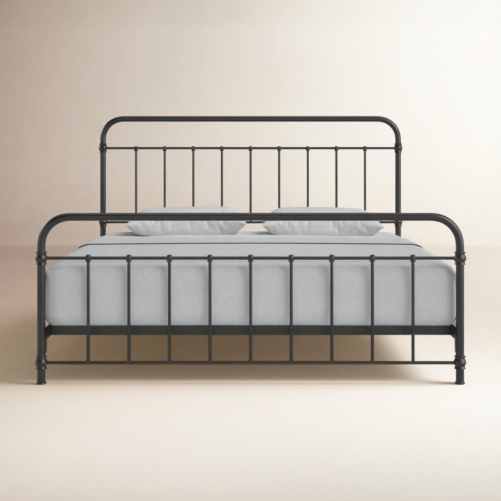 Niles Metal Spindle Bed, King, Black