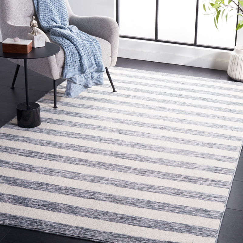 Tapis rayé gris / ivoire Kylian, Rectangle 6 pi x 9 pi