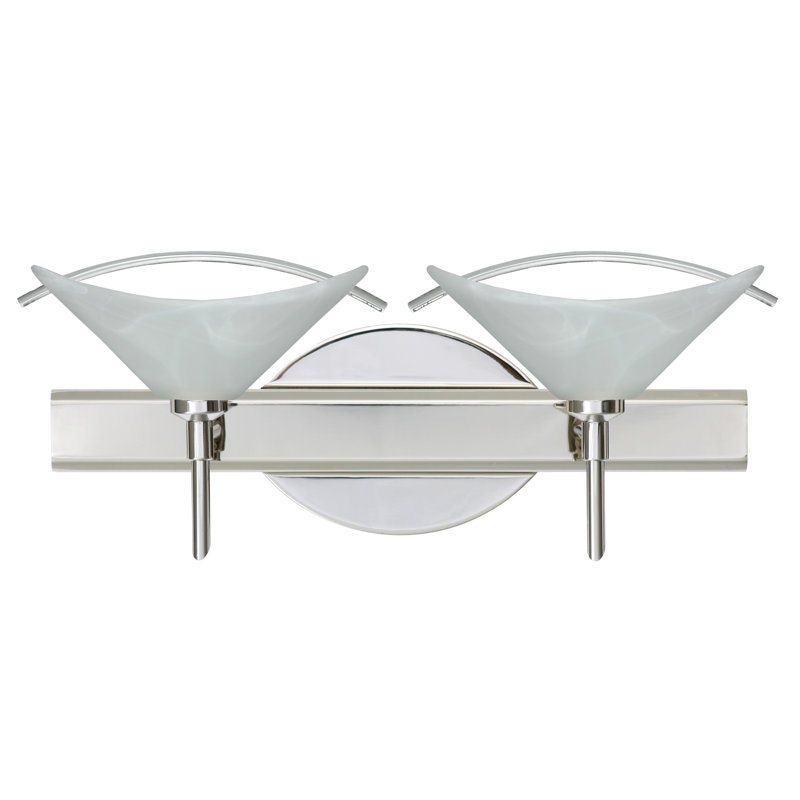 Grainger 2 - Light Dimmable Vanity Light, Satin Nickel, Marble/Clear, Incandescent