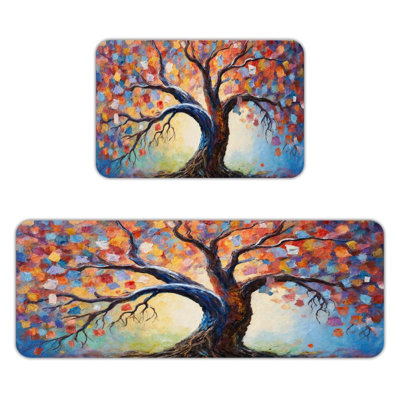 Colorful Tree, Kitchen Mats Set of 2