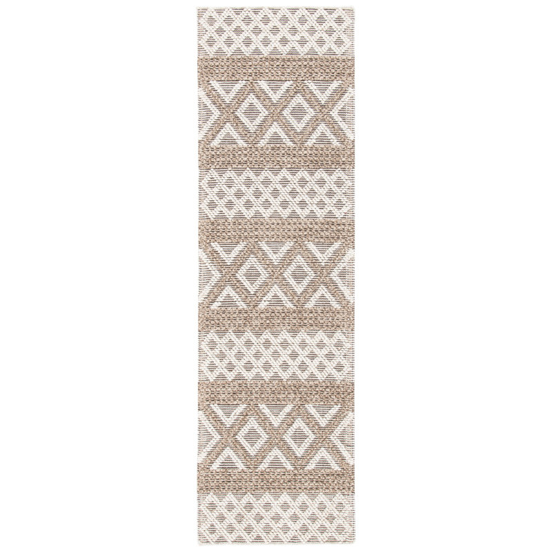 Tapis géométrique en laine / coton tissé à la main Vermont, Tapis de couloir 2 pi 3 po x 8 pi