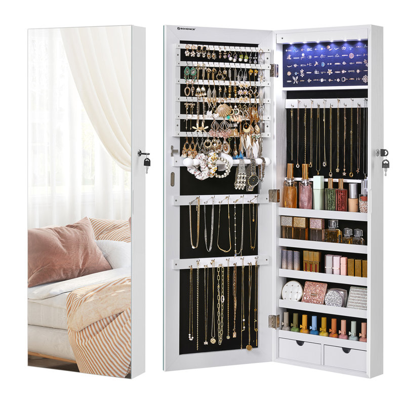 Armoire à bijoux murale avec miroir Mohsin, Blanc