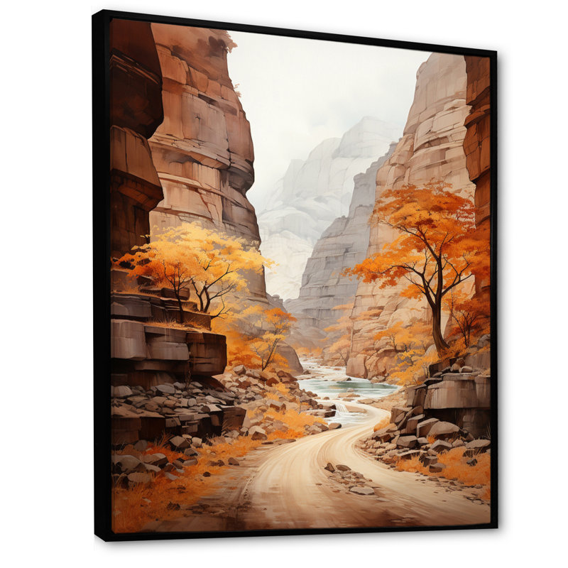 Perivolia Canyon Endless Journey II, reproduction d'art sur toile, Cadre flottant noir, H 32 po x l 16 po x P 1 po