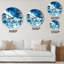 Paysage dans les tons bleus d'une petite ville - horloge murale coloniale-1284546831