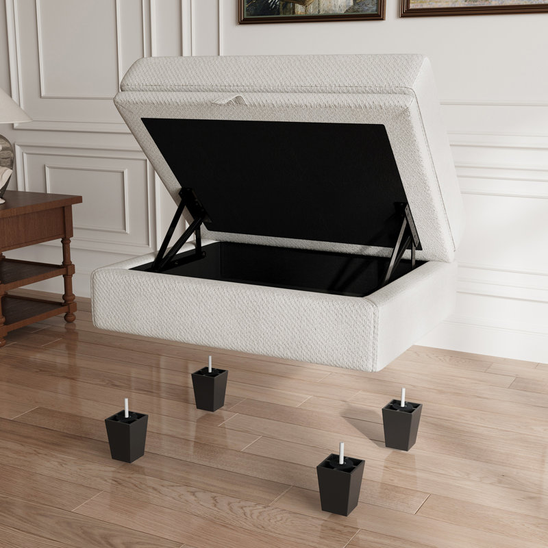Januelle Bujesily Chenille 28.7'' Storage Ottoman Seat Module, Beige