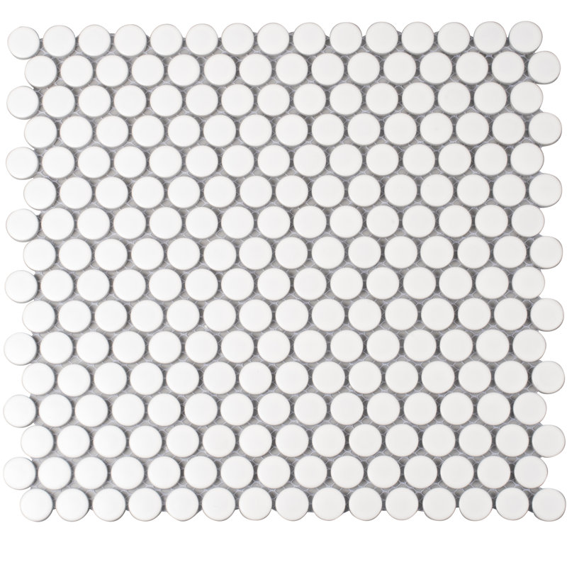 Cirkel 11.46'' W x 12.4'' L Porcelain Tile Mosaic Sheet, Pearl White