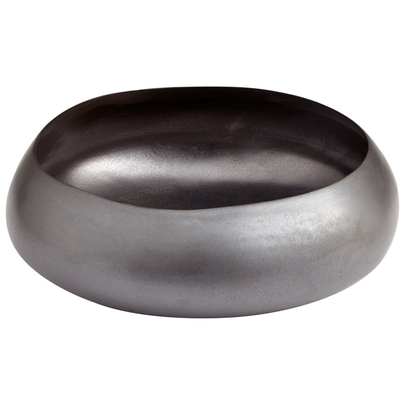 Bol décoratif élégant en céramique Vesuvius en noir, H 5,5 po x l 16 po x P 16 po