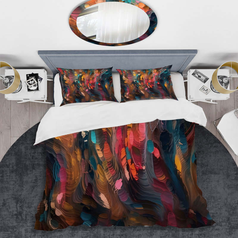 Ensemble de housse de couette Random Swirls, Housse de couette simple + 1 taie décorative stan