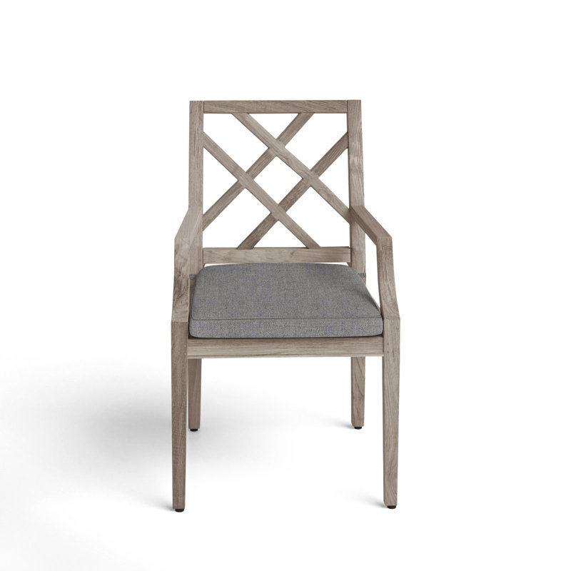 Chaise avec accoudoirs en teck Haley - Huître, Huître teck, Welt, Brume Verona