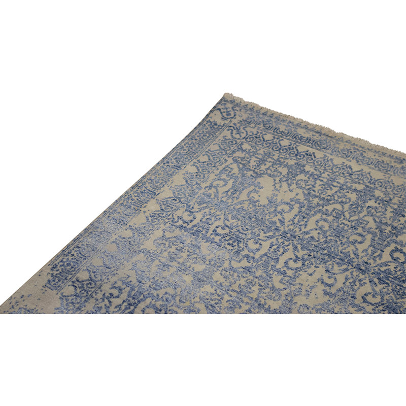 Hand Knotted Area Rug in Silver And Blue