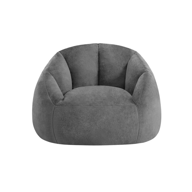 Oversized Plush Compression Bean Bag Chair Shell-Shaped Bean Bag Sofa Floor Sofa, Gray Microfiber/Microsuede