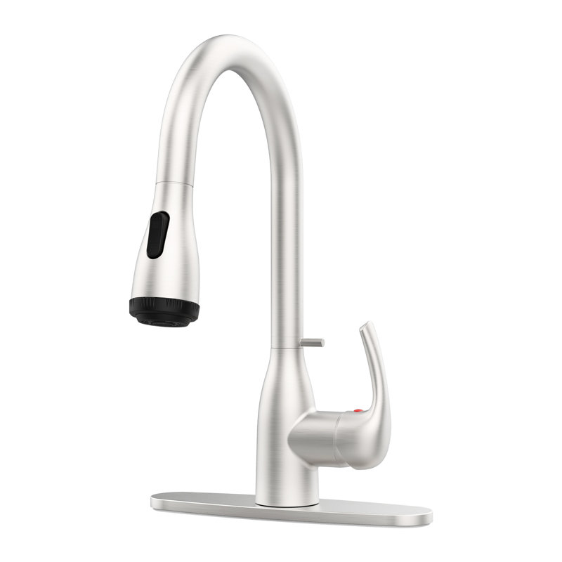 Robinets de cuisine en nickel brossé avec 4, boucle verrouillable rétractable, à gratter et à rouille, pour éviers de bar Rv, débit de 1,8 gallon par minute, robinet rotatif à 360 degrés, procédure d'installation simple et 4 modes de pulvérisation,