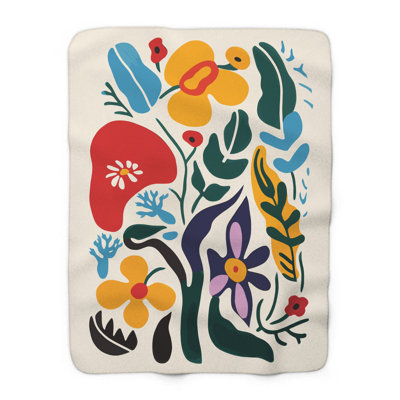 Vive kaléidoscope floral - couverture en sherpa de qualité supérieure 1 pièce - reproduction d'art luxueuse