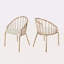 Chaise de salle à manger rembourrée en velours avec structure en acier inoxydable, or rose, coussin beige (ensemble de 2)