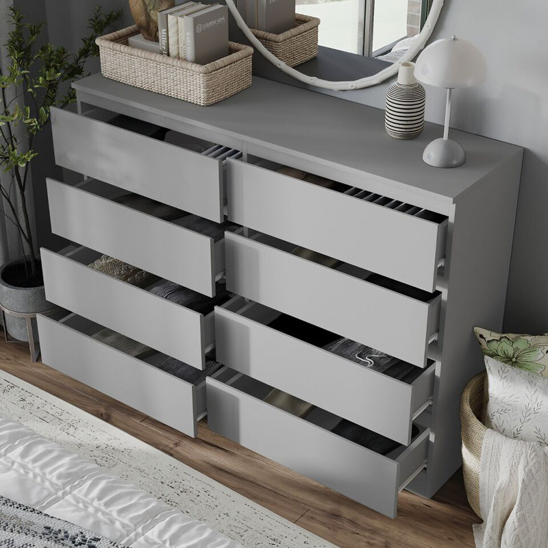 Sinahi 120cm W Chest of Drawers, Grey Carcass/Grey
