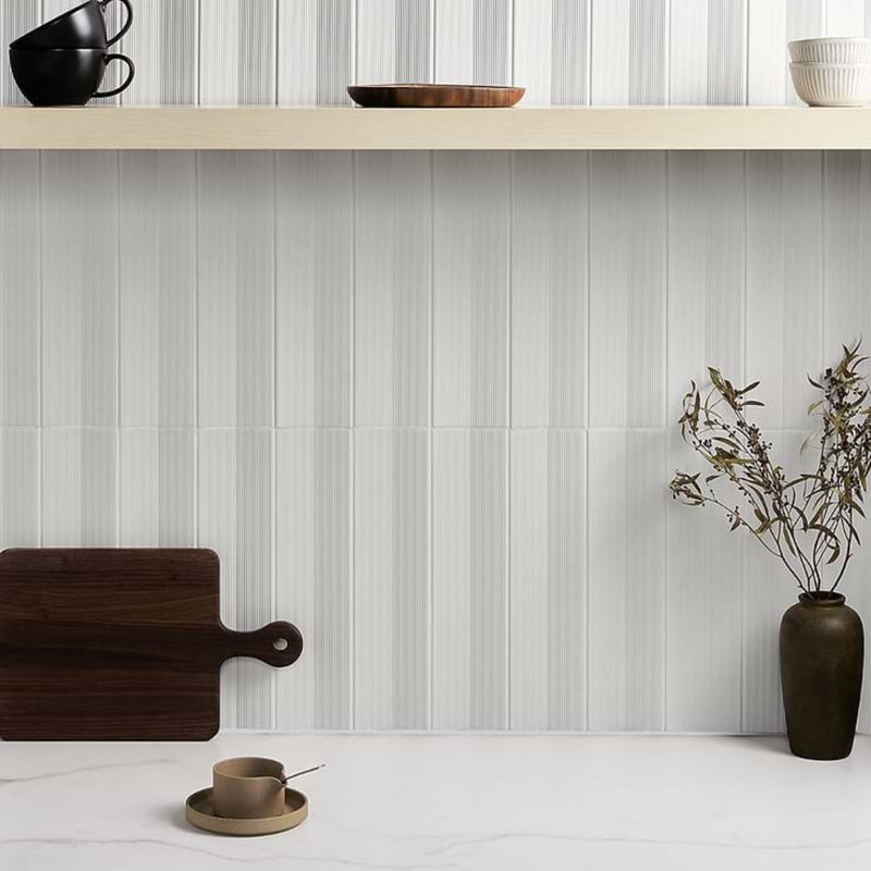 Kinzie 4x16 Concave 3D Matte Ceramic Tile, White