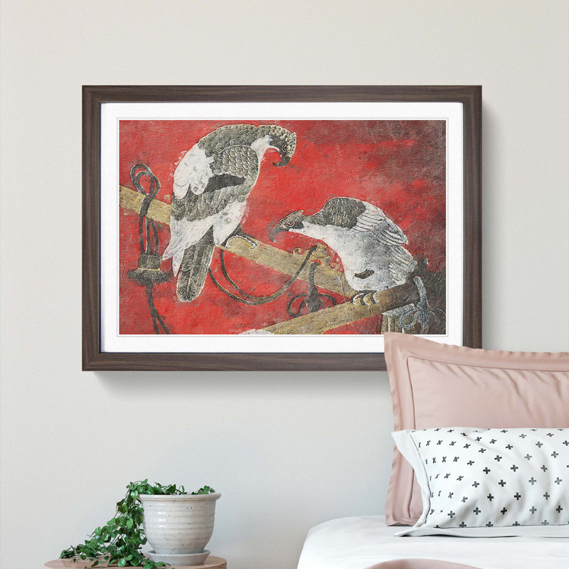 Two Eagles - Framed Print, 36cm H x 48cm W x 2cm D, Walnut Framed