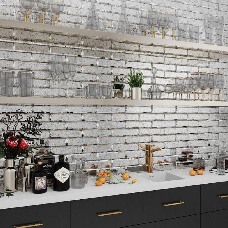 3" x 12" Beveled Glass Subway Wall Tile
