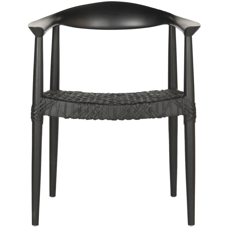 Solid Teak Wood Arm Chair in Black