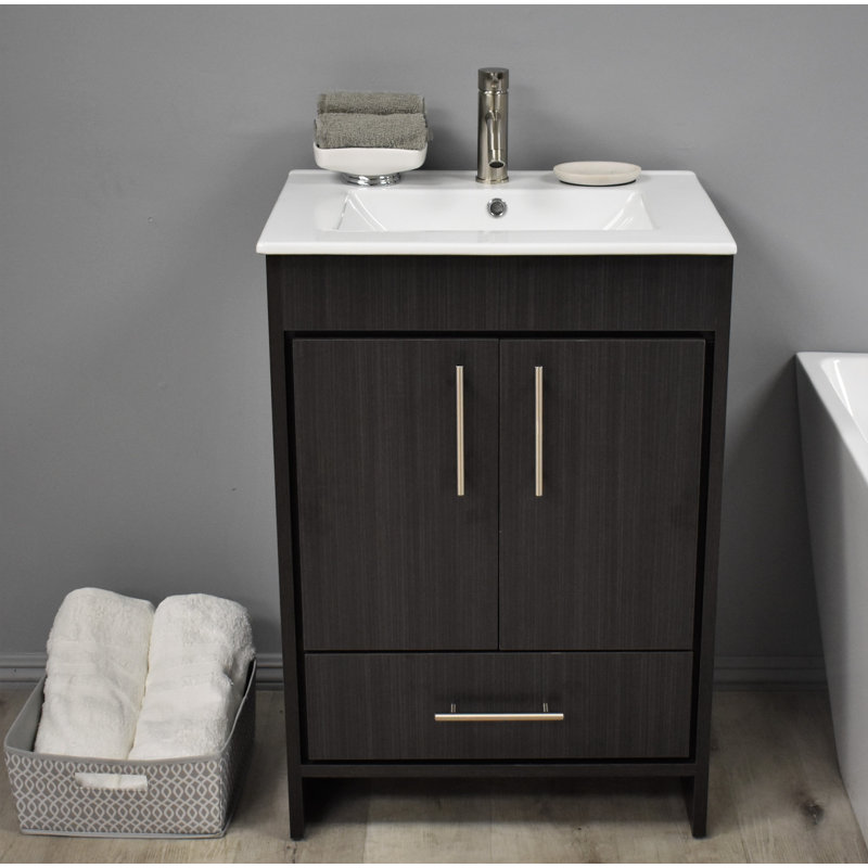Ensemble de meuble-lavabo simple 24 po Sallisaw, Black Ash