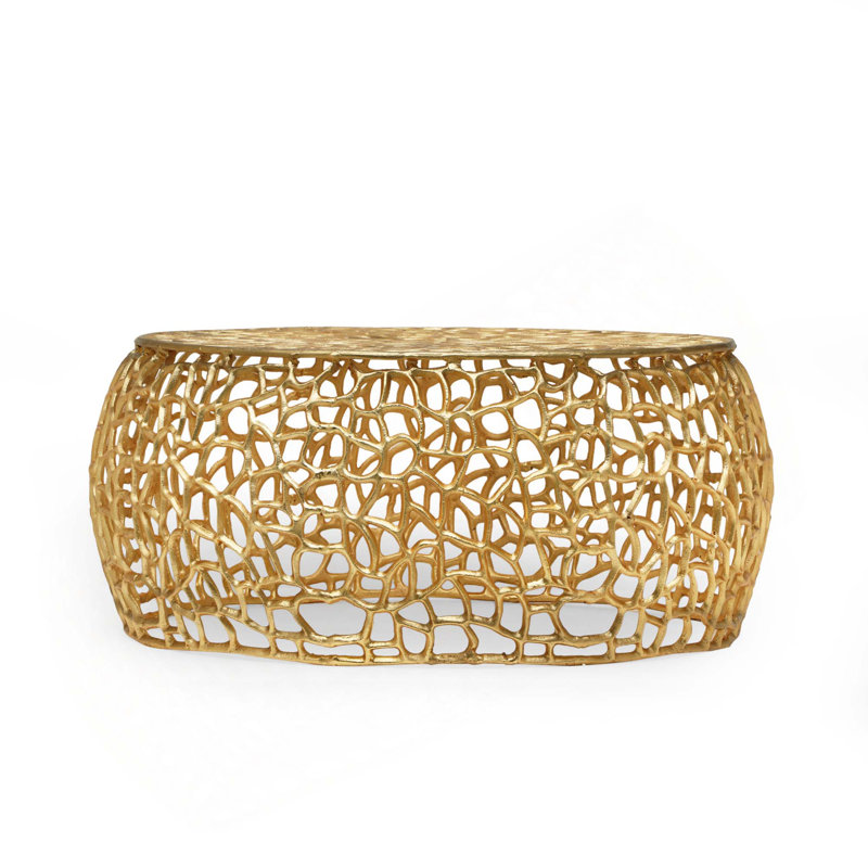 Modern Handcrafted Aluminium Mesh Pattern Coffee Table