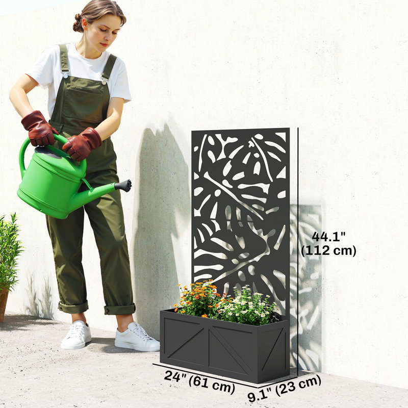 Lit de jardin surélevé autoportant ou mural en métal avec treillis