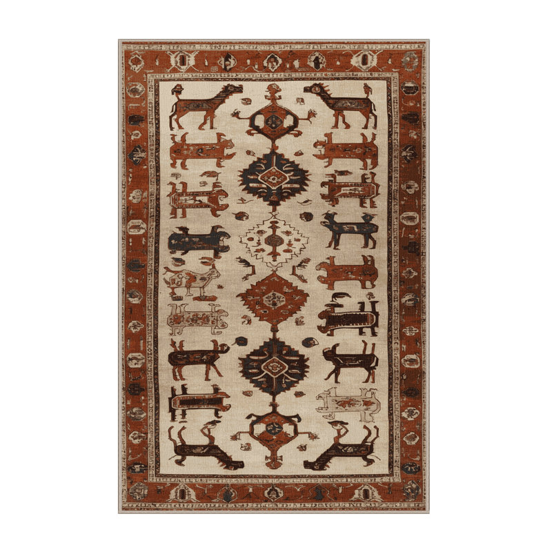 Machine Washable Persian Brown Area Rug